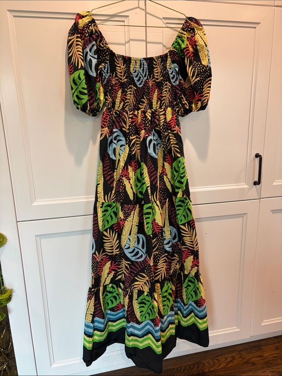 Dresses & Skirts - 🌴Women’s Print Puff-Sleeve Maxi Dress - Tropical Floral